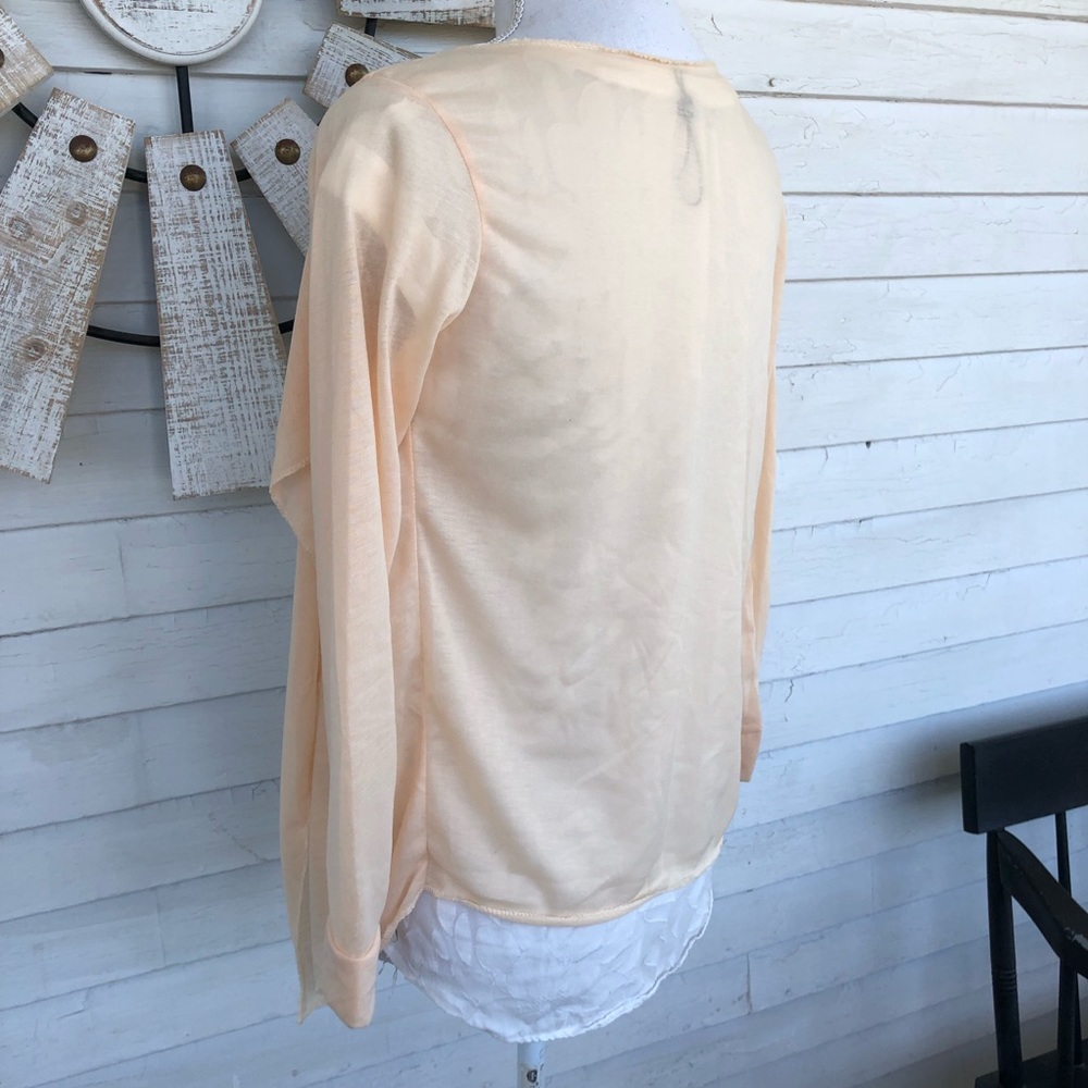NEW! Soft Peach Waterfall Open Front Cardigan - Picture 6 of 6